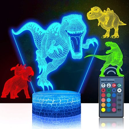 4 stk. 3D Dinosaur Natlampe, DDDNIGHTLIGHT Led Illusion La