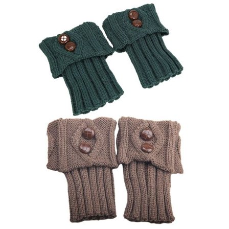 2 par dam vinter varma stickade boots manschett strumpa kort ben combo 4 KLB