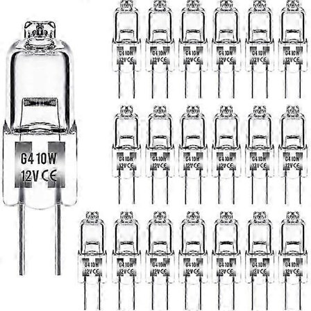 G4 Halogenlamper 10w 12v - Varmhvit - 10w 20 stk for hjemme- og kommersiell belysning