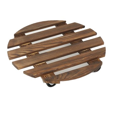 Plante Stativ med Stille Hjul Rullende Træ Plante Stativ til Udendørs Indendørs Stor Blomsterpotte Cirkulær Blomster Stativ