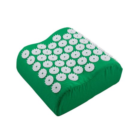 Grønn spikerpute for nakke og hode.