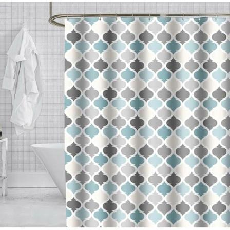 Duschdraperi Anti Mögel Badrumsdraperier Polyestertyg med 12 Krokar Maskintvättbar Blå Mönster B 80 x H 180 cm KLB