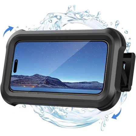 Vandtæt Bruse Telefonholder - 480° Rotation Vægmonteret Bruse Telefon Etui, Anti-Dug, Høj Sensitiv HD Touchscreen Bruse Telefonholder - Sort