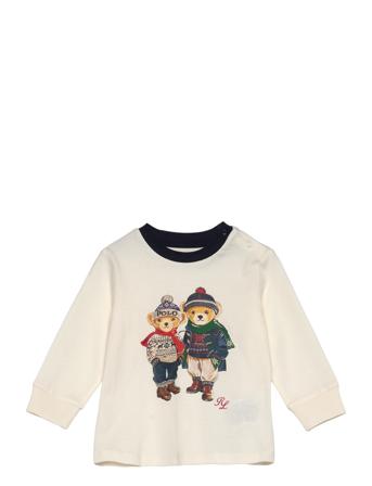 Polo Bear Cotton Long-Sleeve Tee Tops T-shirts Long-sleeved T-shirts Cream Ralph Lauren Baby