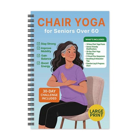 Stole Yoga for seniorer over 60, yogaguide notesbog med 40+ lav-impact øvelser til at forbedre mobilitet, balance & vægttab på 21 dage