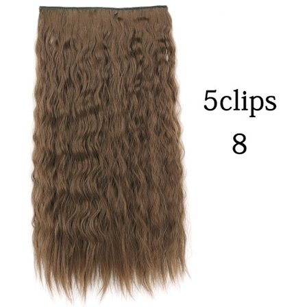 Syntetisk 22 32 tum 5 Clips Hårförlängning Värmebeständig falska hårstycken Långa vågiga frisyrer Clip In Hair Extensions