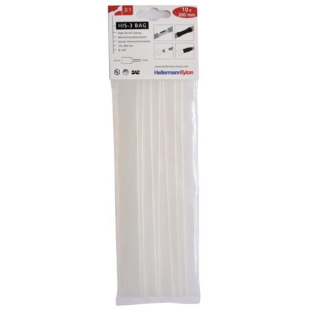 Hellermann Tyton HIS-3 Bag 12/4 Krympslang 12/4 x 200 mm, 10-pack Transparent, Installationsmaterial