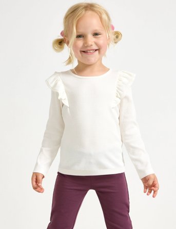 Lindex Top L S Rib With Frill - White - 110
