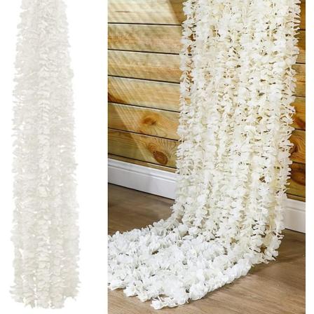 10 stk Kunstige Blomster Hengende Girlander Silke Wisteria Vines, Total 33Ft Hortensia Blomst for Bryllup Fest Hjem Kontor Hage Veggdekor (Hvit)