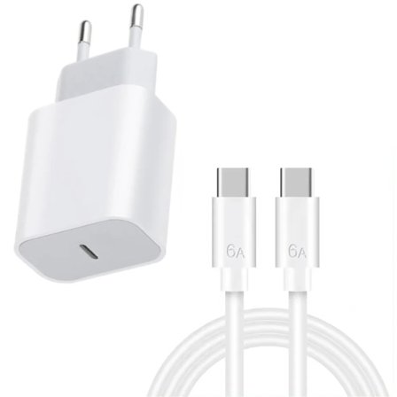 Lader til iPhone 17 + 3M Kabel USB-C til USB-C 20W PD