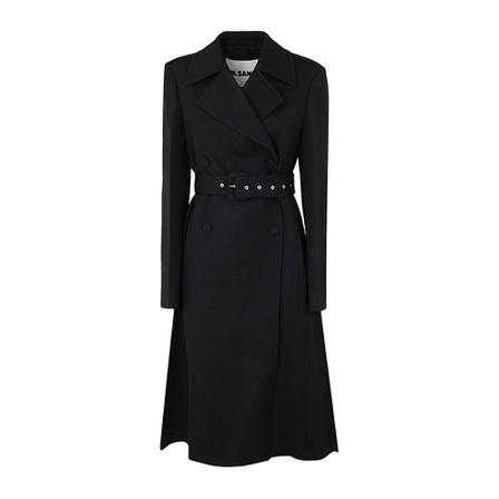 Jil Sander, Coat 05 Bonded Soft Diagonal Wool AND Nylon Zwart, Dames, Maat:XS