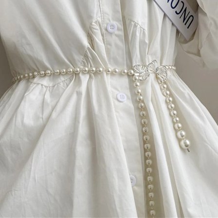 Elegant Women Pearl Waist Chain Fashion Butterfly Flower Thin Chain Belt For Ladies Dress Skinny Waistband
