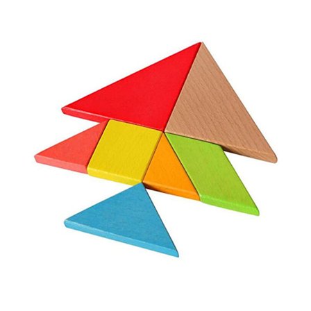Farverig Variation DIY Intellektuelt Puslespil Tangram Blok Trælegetøj