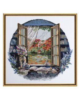 Stickpackung Bild Tee am Fenster