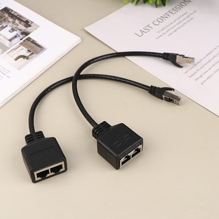 RJ45 1 hane till 2 hona LAN Ethernet-kabel splitterkabel