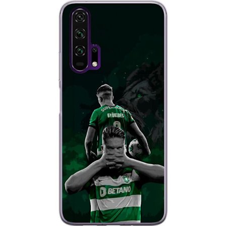 Yhteensopiva Puhelinkuori Honor 20 Pro Neonmotiivi, jossa teksti "Gaming is in my DNA" sinisenä ja punaisena tiiliseinällä, jossa loistava DNA-spiraal