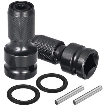 2-pakke 1/2 firkant til 1/4 sekskant sokkeladapter, hurtigutløser chuck-omformer for slagfast skralle og skrutrekkerbit-holder