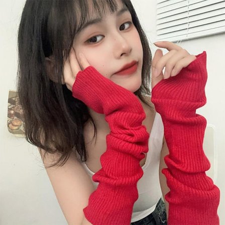 Strikkede handsker Lange fingerløse handsker RØD