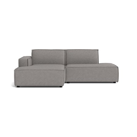 Lyon Lille Chaiselong Sofa, Venstrevendt med Open End, Pladsbesparende Design, Loop Grå, 247x160x80cm - Perfekt til Små Stuer