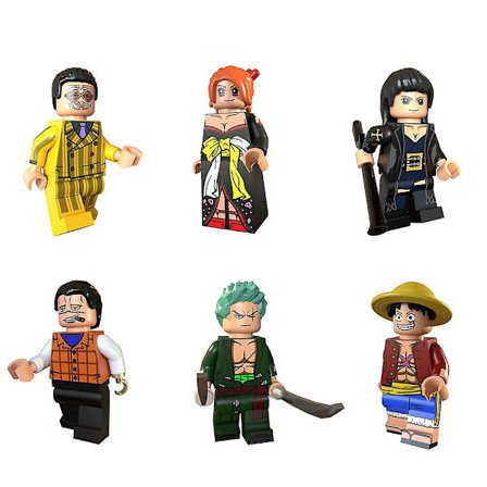 6 stk/sett One Piece byggeklosser figurer montering minifigurer for barn leker