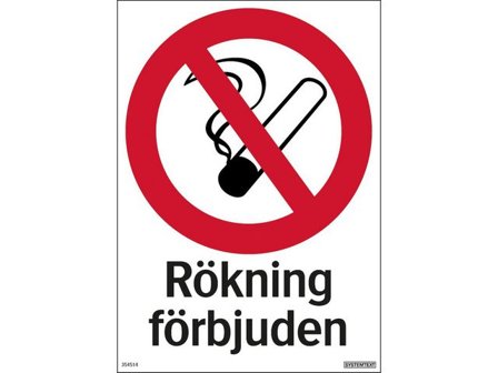 Skylt Rökning förbjuden 210x297mm - Lyreco - Skyddsutrustning - Säkerhetsmärkning och skyltar - Skyltar