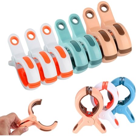 10 Pakning Strandhåndkleklyper, Håndkleklyper for Solsenger, Strandklyper, Vindtette Plastklesklyper for Solsenger, Strandhåndklær