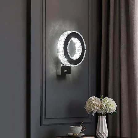 Krystall Vegglampe For Spisestue Oppholdsrom, Dimbar Baderomsbelysning Matt Støpt Tykk Aluminiumskonstruksjon Myke Varme LED-belysningstoner For