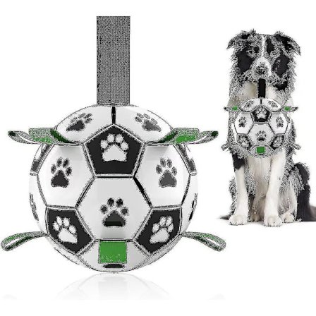 Hundefodbold med håndtag, interaktivt hundelegetøj til træk-i-tov