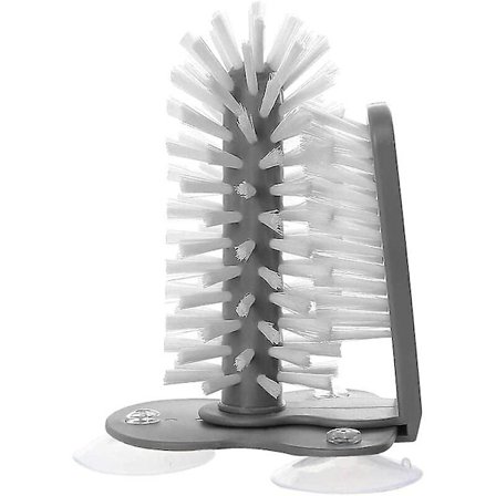 Glasrensebørste Dobbeltsidet Børste med Stor Sugekop til Vinglas