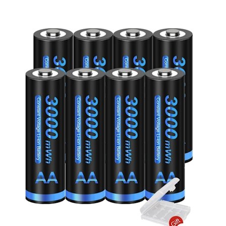 Uppladdningsbara batterier, 3000mWh kapacitet, laddare för AA och AAA, 8 st AA-batterier