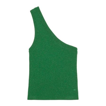 Marc O'Polo One-shoulder top in rib knit fabric Grøn, Dame