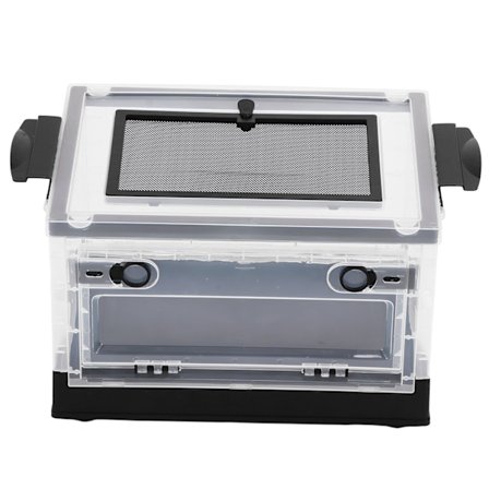 Pet Terrarium Foldbar frontåpningsdør Pustende Smådyr Habitat Tank med hjul for Rutin Kylling Hamster Svart