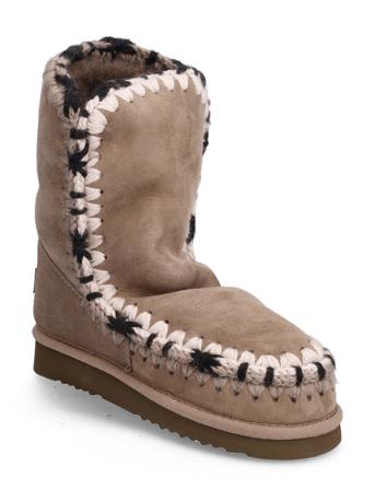 Eskimo Overstitching Shoes Wintershoes Tall Winter Boots Beige MOU