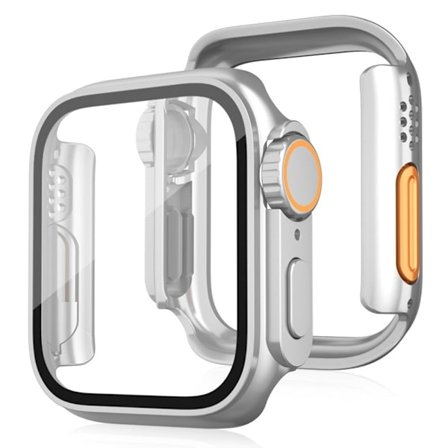 Bumpresistent klockfodral Apple Watch Series 10 / 3 / 2 / 1 42mm Skyddsfodral med härdat glasfilm - Silver