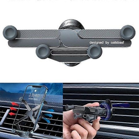 OATSBASF x03 Mini Sammenklappelig Biltelefonholder i Aluminiumlegering Automatisk Låsende Tyngdekraft Telefonbeslag[D]