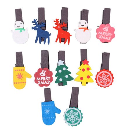 1/6/12 stk Mini Træ Fotoklemme Julebesked Papirclips Jule Hjemdekoration (FMY) Tilfældig 12 stk