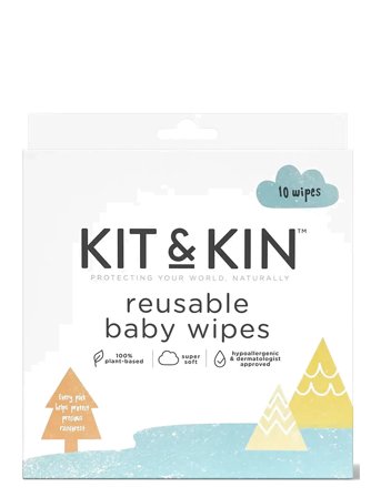 Kit & Kin Reusable Baby Wipes 10-P - White - ONE SIZE