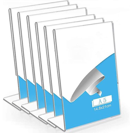 6-pack displayställ i akryl för transparenta reklamskyltar (A5)