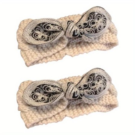 2 stk. Sløjfe Hårbøjler til Kvinder, Knudet Blomstermønster Hårbøjle, Elegante Brede Knude Hårbånd til Kvinders Hår