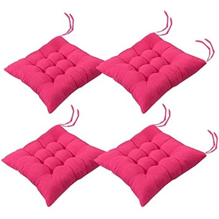 4 stk. bløde stolehynder, stolehynder med bånd, stolehynder spisebord til have terrasse køkken spisestue (40x40cm) rosenrød