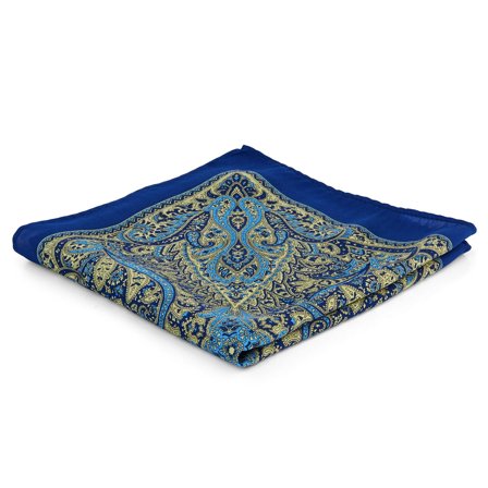 Fazzoletto da taschino blu e giallo con fantasia paisley for Men