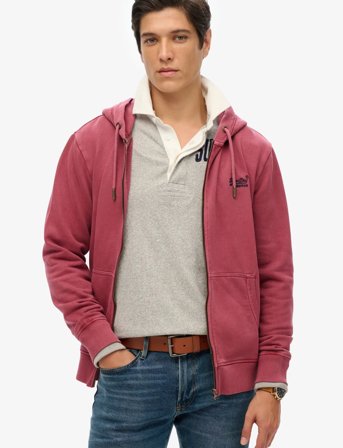Superdry Essential Logo Washed Ziphood - Burgundy - XXL