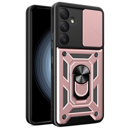 SKALO Samsung A55 5G Armor Hybrid Metal Ring Camera Slider - Rosa guld