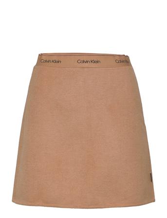 Wool Mini Skirt Beige Calvin Klein