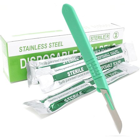 2025 Seneste model engangsskalpelblade #14 fremstillet af hærdet rustfrit stål, pakke med 10 sterile skalpelknive med plasthåndtag - Ind