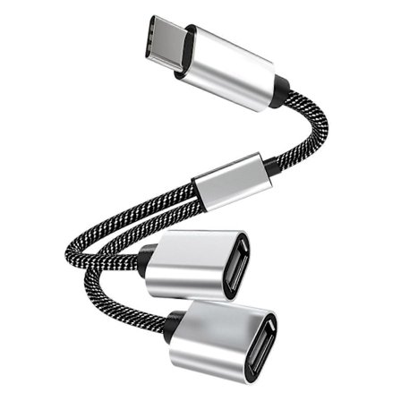 Typ A Typ-C Hane till Dubbel USB 2.0 Hona Adapter USB-C OTG Splitter Y Kabel Konverter Stöd [db]