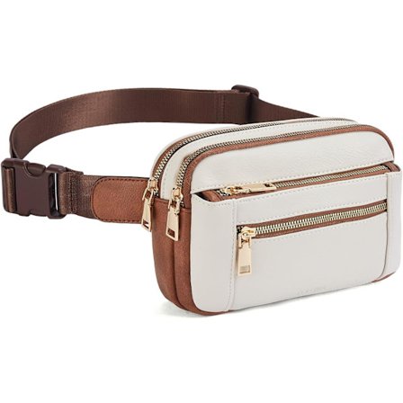 Fanny Packs för kvinnor Cross Body Bag Läder Bältesväska Fashionable Midjeväska med justerbar rem Beige Brun