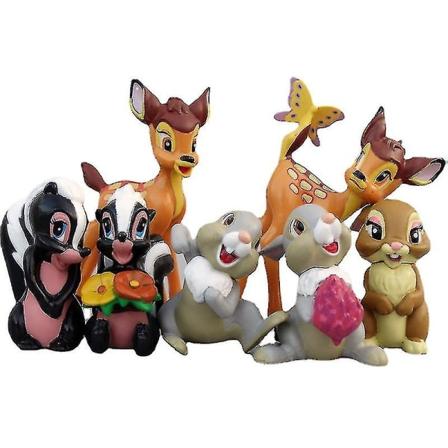 7 st Cartoon Bambi Deer Leksaker PVC Actionfigurer Kanin Figur Squirre Modell Anime Dockor Gåvor Till Barn