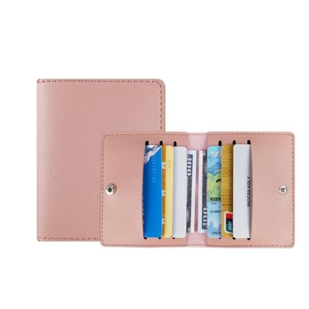 Bankkredit ID-kortshållare Ultratunn PU-läder Multi-Slot Fashion Card-väska Pink