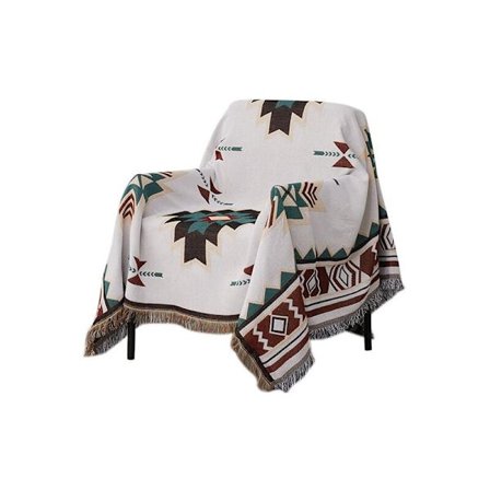 Etnisk teppe, tribal, geometrisk, aztekisk, navajo, sengeteppe, sofa, kunstnerisk dekorasjon, bohemsk, 90 x 150 cm (0,65 kg) KLB